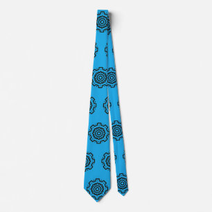 Cogwheel on Blue Neck Tie