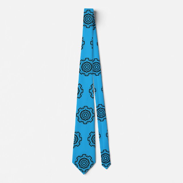 Cogwheel on Blue  Neck Tie (Front)