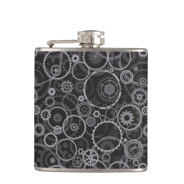 Cogwheels pattern flask (Front)