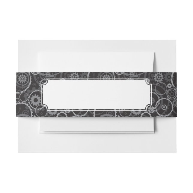 Cogwheels pattern invitation belly band (Front Example)