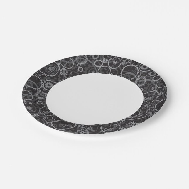 Cogwheels pattern paper plates (Angled)