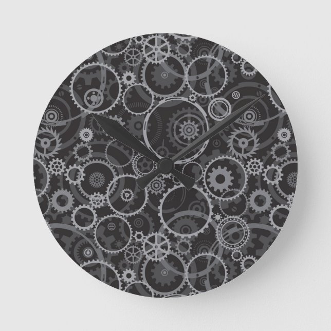 Cogwheels pattern round clock (Front)