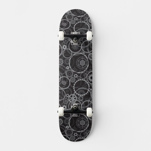 Cogwheels pattern skateboard deck (Front)