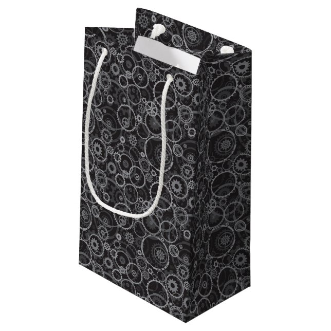 Cogwheels pattern small gift bag (Back Angled)