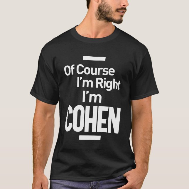 Cohen Personalized Name Birthday Gift T-Shirt (Front)