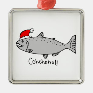 Cohohoho Christmas Salmon Metal Ornament