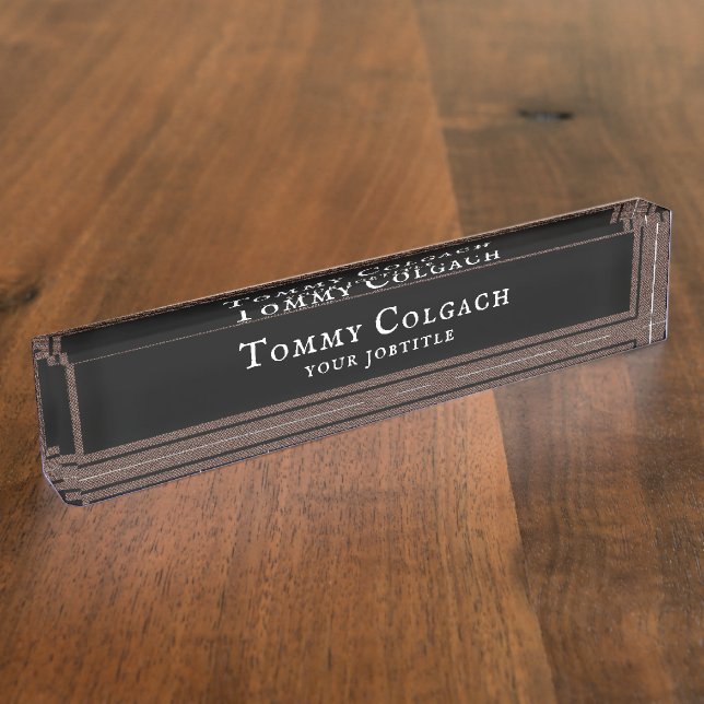 Coigach Tweed Rustic Gun Club Check Desk Name Plate (Side)