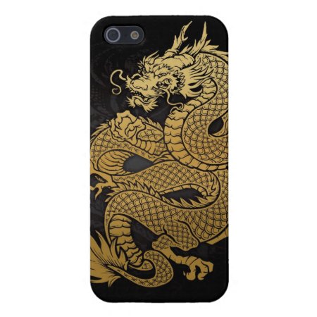 Coiled Chinese Dragon Gold On Black Iphone Se/5/5s Cover