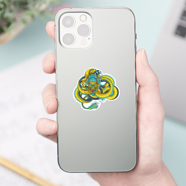 Coiled Chinese Dragon Sticker (Phone)