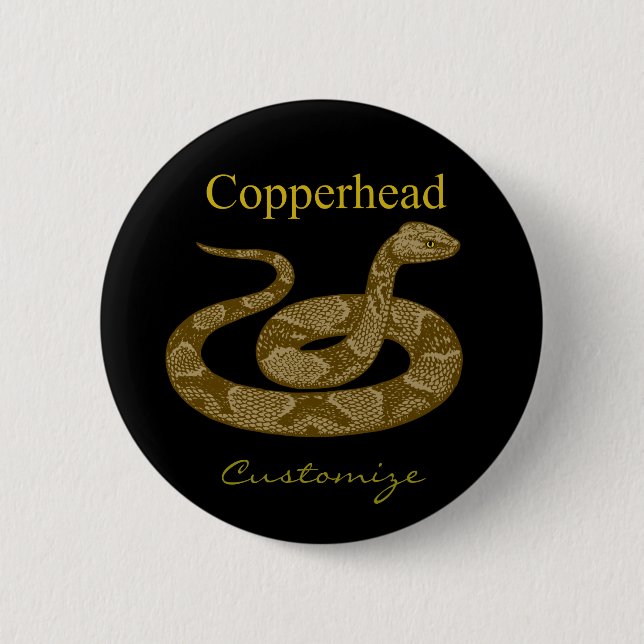 Coiled Copperhead Snake Thunder_Cove Button (Front)
