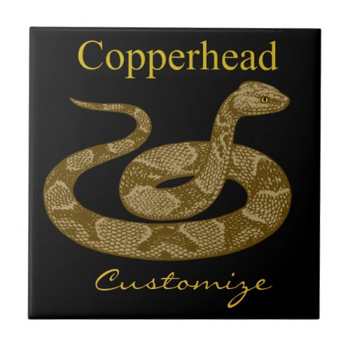 Coiled Copperhead Snake Thunder_Cove Ceramic Tile