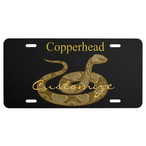 Coiled Copperhead Snake Thunder_Cove License Plate