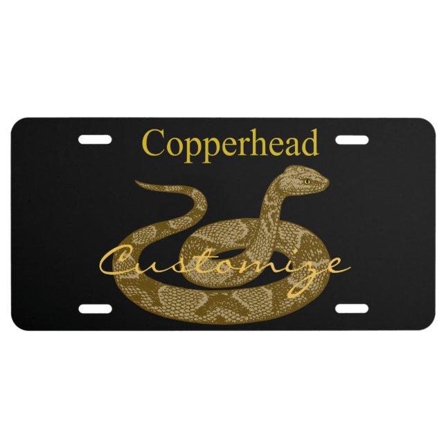 Coiled Copperhead Snake Thunder_Cove License Plate (Front)