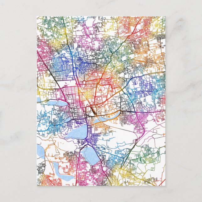 Coimbatore Tamil Nadu City Map Postcard (Front)