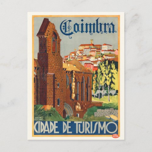 Coimbra Portugal Vintage Poster 1935 Postcard