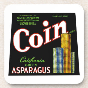 Coin California Asparagus Label Beverage Coaster