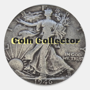 Coin Collector Walking Liberty Half Classic Round Sticker