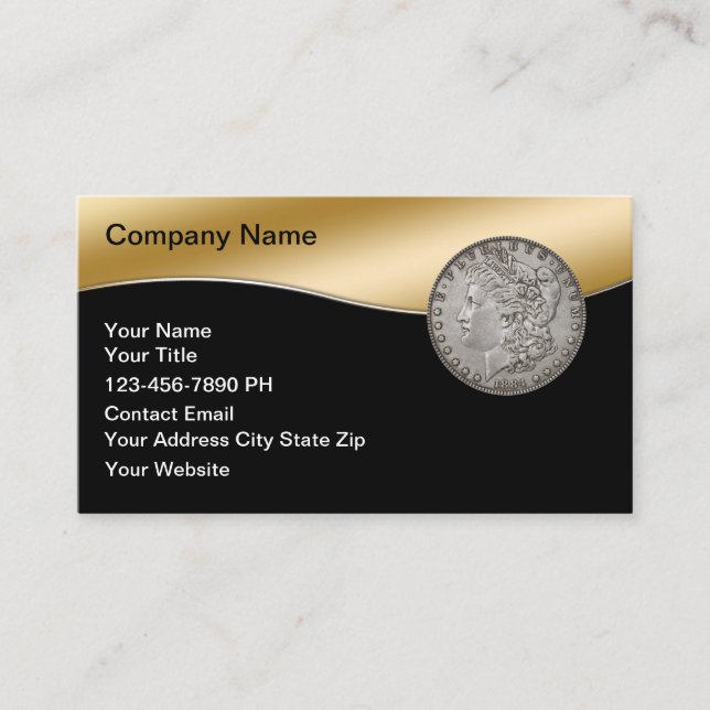 Coin Dealer Glossy Style Business Cards (Front)