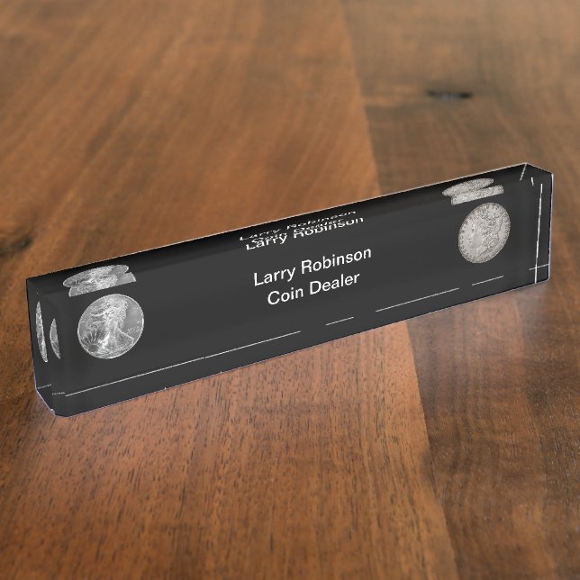 Coin Dealer Numismatic Theme Desk Name Plate (Side)