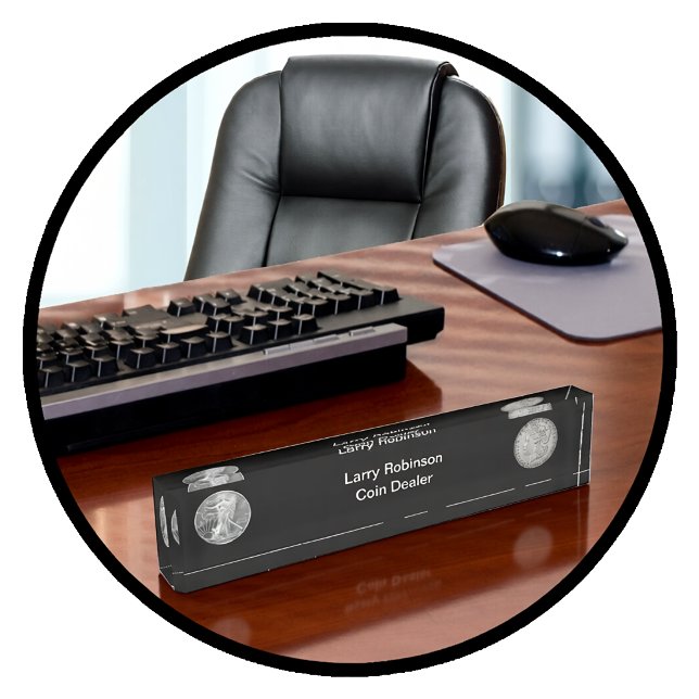 Coin Dealer Numismatic Theme Desk Name Plate (Creator Uploaded)