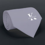 Coin Grey Elegant Monogram   Name | One-Sided Neck Tie<br><div class="desc">An elegant one-sided necktie featuring a bold white monogram across a Coin Grey background. On top of this monogram sits your first or last name spelled out in all capitals. If you prefer a bolder look for the personal name inside of the large letter you can do the following: Use...</div>