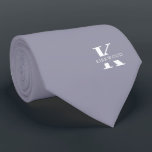Coin Grey Elegant Monogram   Name | One-Sided Neck Tie<br><div class="desc">An elegant one-sided necktie featuring a bold white monogram across a Coin Grey background. On top of this monogram sits your first or last name spelled out in all capitals. If you prefer a bolder look for the personal name inside of the large letter you can do the following: Use...</div>