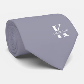 Coin Grey Elegant Monogram + Name | One-Sided Neck Tie