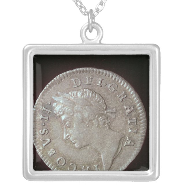 Coin of James II Silver Plated Necklace (Front)