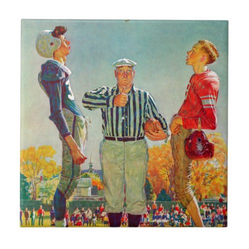 Coin Toss by Norman Rockwell Ceramic Tile