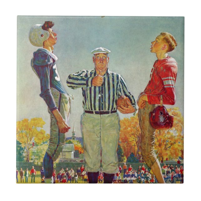 Coin Toss by Norman Rockwell Ceramic Tile (Front)