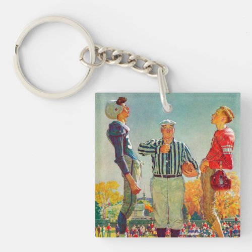 Coin Toss by Norman Rockwell Keychain