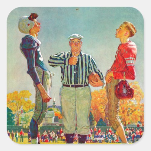 Coin Toss by Norman Rockwell Square Sticker