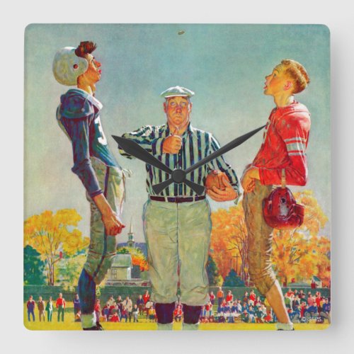 Coin Toss by Norman Rockwell Square Wall Clock