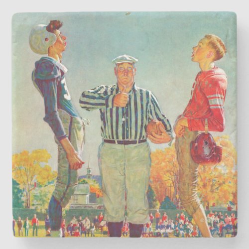 Coin Toss by Norman Rockwell Stone Coaster