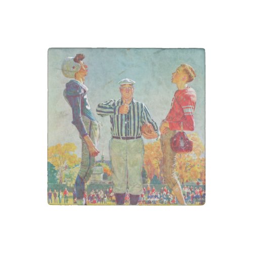 Coin Toss by Norman Rockwell Stone Magnet