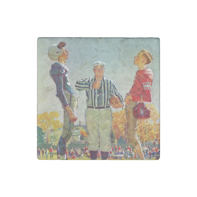 Coin Toss by Norman Rockwell Stone Magnet (Front)