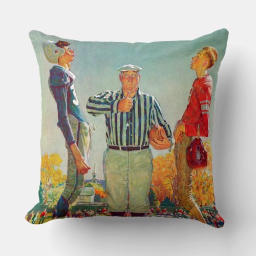 Coin Toss by Norman Rockwell Throw Pillow