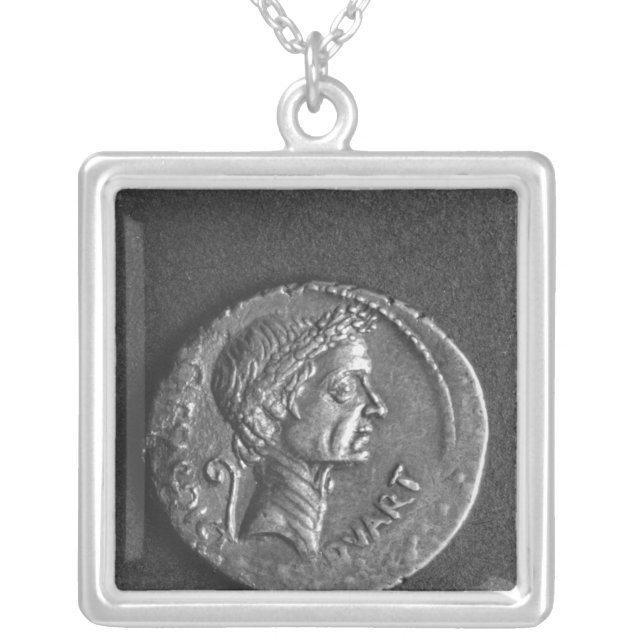 Coin with a portrait of Julius Caesar Silver Plated Necklace (Front)
