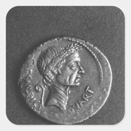 Coin with a portrait of Julius Caesar Square Sticker