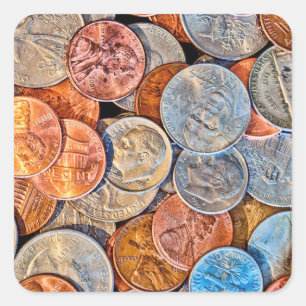 Coined Currency Square Sticker