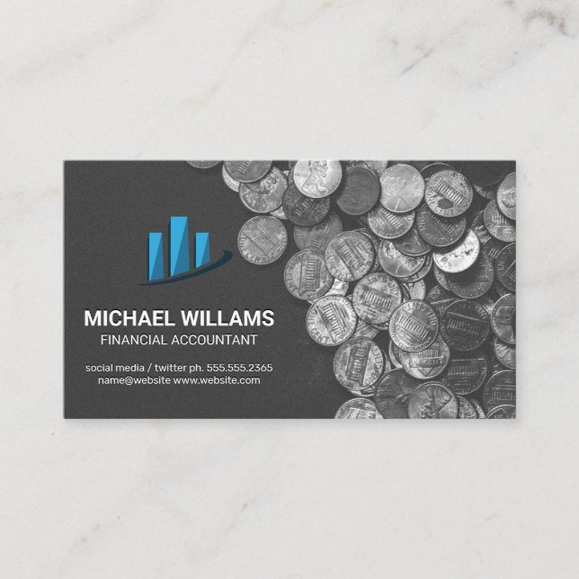 Coins | Bar Chart Business Card (Front)