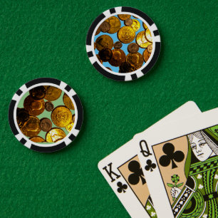 Coins Composite Poker Chips, Black Striped Edge Chips