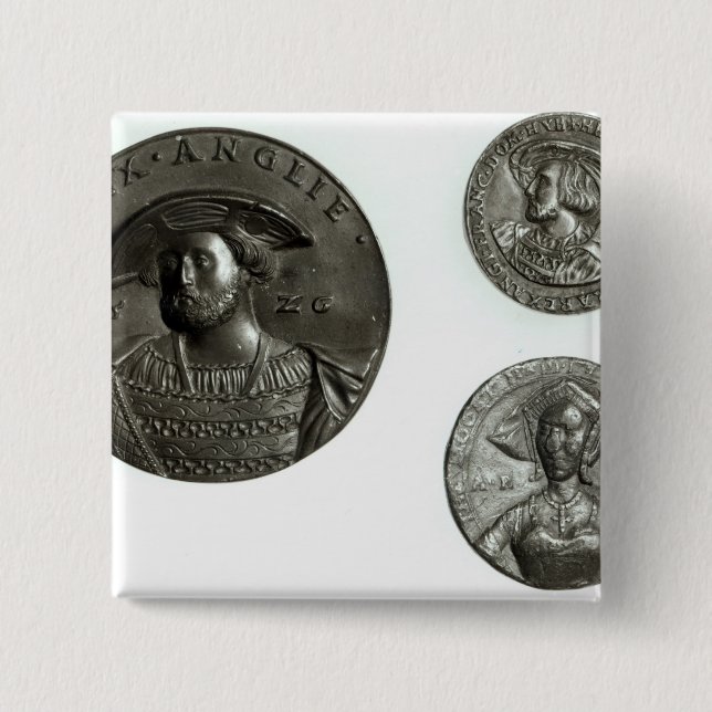 Coins depicting Henry VIII and Anne Boleyn Pinback Button (Front)