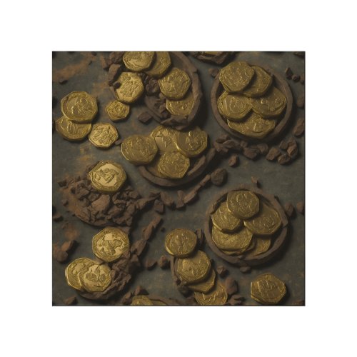 Coins of Treasure Island Wood Wall Art