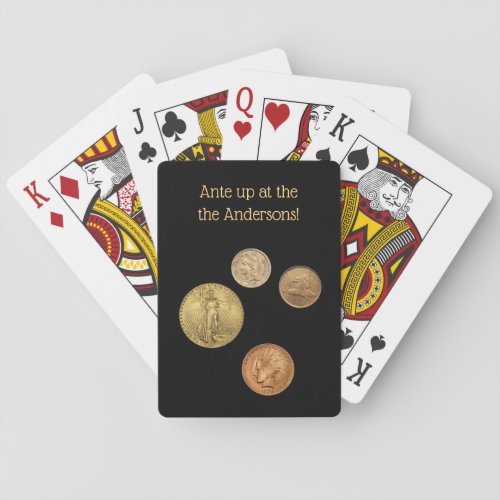 Coins to Ante Up at the Poker Game Playing Cards