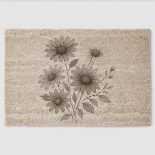 Coir doormat, Floral spring daisy print Fiber Doormat