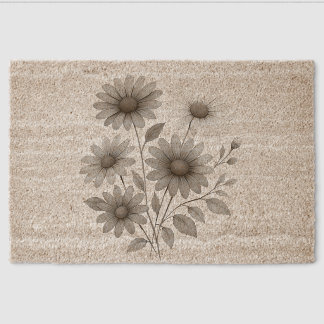 Coir doormat, Floral spring daisy print Fiber Doormat