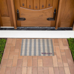 Coir Mat Outdoor Floor Mats Blue Stripe Welcome