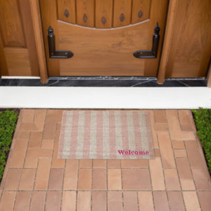 Coir Mat Outdoor Floor Mats Pink Stripe Welcome