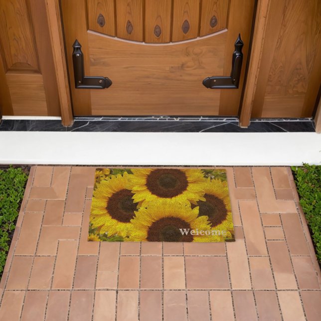 Coir Mat Outdoor Floor Mats Sunflower Floral  (Insitu (Outdoor))
